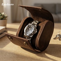 Eonluxe Boîte de rangement et de présentation pour montre unique à 1 emplacement, en cuir Crazy Horse, amovible, portable et idéale pour le voyage, NOUVEAU