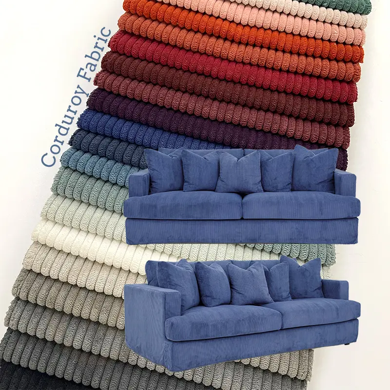 Microfiber Textile Luxury Sofa Fabric For New Fashion Comfortable Corduroy Raw Material Polyester Plain Printed Knitted
