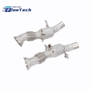 Tube intermédiaire en acier inoxydable avec bouclier thermique et finition sablée pour Ferrari 296 GTB 2.9T V6 hybride - Product Image 1