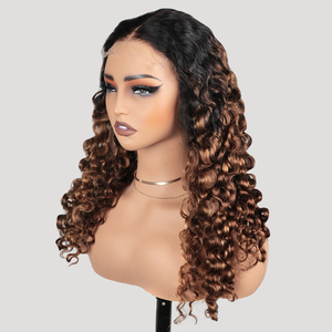 T1B/427 #   วิกผมมนุษย์แท้แบบไม่ต้องใช้กาว ทรงลอนใหญ่แบบพม่า  ขนาด 5x5  ปมฟอกสี  วิกผมลูกไม้ด้านหน้า  <span class=keywords><strong>ไฮ</strong></span><span class=keywords><strong>ไล</strong></span><span class=keywords><strong>ท์</strong></span>แบบออมเบรและลอนผมหนา - Product Image 5