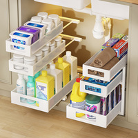 Panier de rangement télescopique grande capacité, multi-niveaux et multifonctionnel, pour sous-évier, organisateur d'épices pour cuisine