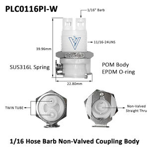 Raccordo Rapido a Doppio Tubo ZDVseal PLC0116PI-W, Attacco per Tubo da 1/16 di Pollice, Senza Valvola con Struttura di Chiusura - Product Image 2