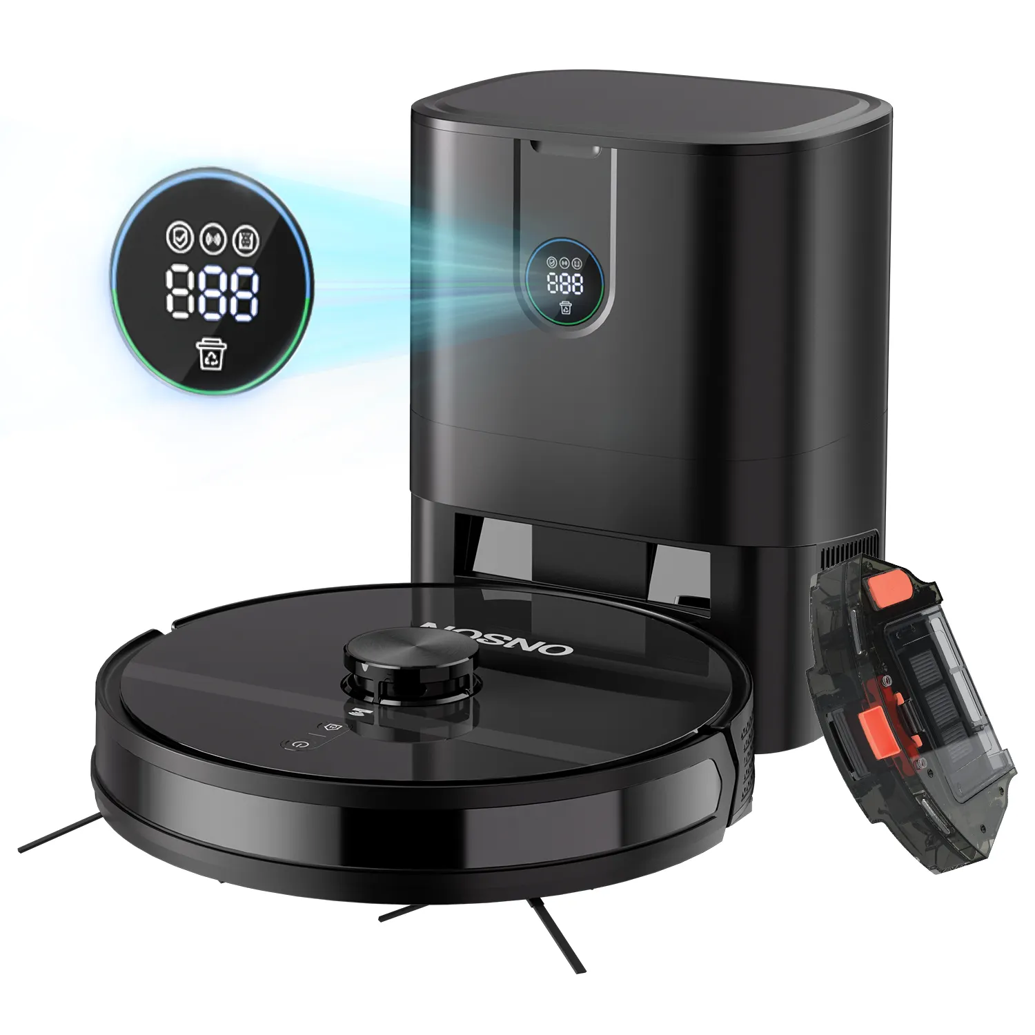 Thùng Rác Tự Đổ Trên Sàn Nhà Điều Hướng Bằng Laser 3000Pa Màn Hình LCD Robot Hút Bụi Thông Minh