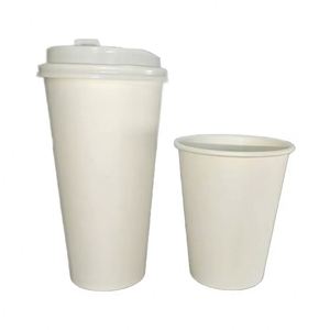 Vaso de Papel Desechable Blanco de 20 Oz con Tapa, Personalizado con Logotipo de Fábrica, de Pared Simple, para Bebidas de Frutas, Leche, Té, Chocolate y Café - Product Image 3