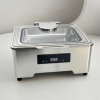 Chauffe-plat électrique carré 8L en acier inoxydable 304 avec couvercle en verre, plage de température 85-100°C, pour buffet et restauration