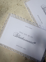Carte de proposition de demoiselle d'honneur avec bordure en dentelle |   Carte personnalisée « Veux-tu être ma demoiselle d'honneur ? » pour proposition de mariage, carte de mariage personnalisée