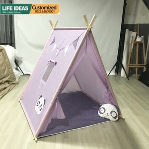 Tente Tippee d'intérieur d'usine OEM Panda Drapeaux à cadre en bois de pin Grande tente tipi pour enfants - Product Image 4