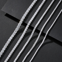 Collier tennis en argent S925 avec moissanite couleur D VVS, 2/3/4/5MM, plaqué or rhodié, élégant et luxueux