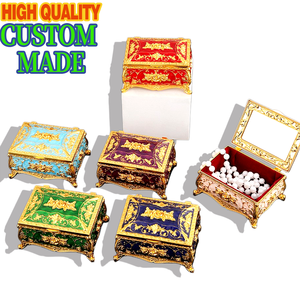 Scatola Portagioie Personalizzata in Lega di Zinco Elettroplaccata a Tema Religioso, Scatola per Caramelle, Vassoio per Datteri, Lusso Medio Oriente, Forniture per Ramadan ed Eid, Arabo - Product Image 1