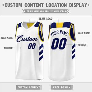 Maillot de basket-ball réversible personnalisé bleu marine et blanc à double face - Product Image 4