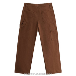 OEM Custom 100% Cotton Twill 360g Casual Spring Men's Straight <b>Pants</b> with Embroidered logo - Product Image 4
