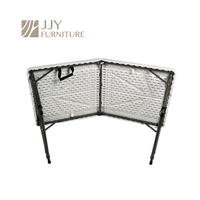 Table pliante professionnelle JJY-ZDZ-E003 blanche, 6 pieds, en plastique HDPE rectangulaire, portable, pour événements de jardin, camping, avec pieds en acier