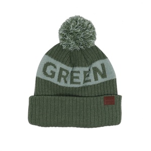 Custom Cotton Warm Winter Ski Pom Pom Beanies Hat with Fleece Lining Leather Patches Logo Bobble Hat - Product Image 2