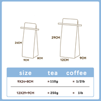 In Stock Coffee Bean Packaging Stand Pouch Kraft Paper Foil Valve Zipper Flat Bottom Tea Coffee Bag With Tin Tie 250G 500 Gram