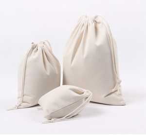 Heavy Duty Eco-Friendly Reusable Cotton <b>Drawstring</b> <b>Pouch</b> Custom Logo Gift Bag with Natural Color Letter Pattern for Promotion - Product Image 1