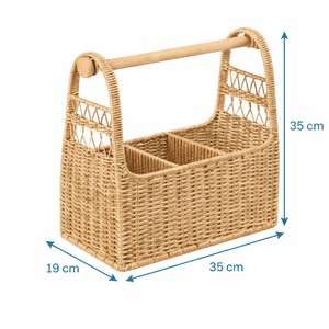 Panier <span class=keywords><strong>de</strong></span> rangement en rotin PE tressé à 2 couches, étanche, avec poignée, idéal pour les étagères, le garde-manger, le bureau, la chambre d'enfant, pour le Ramadan - Product Image 6