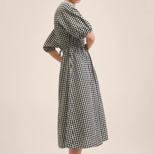 <span class=keywords><strong>Robe</strong></span> en coton à <span class=keywords><strong>carreaux</strong></span> vichy grille <span class=keywords><strong>noir</strong></span> <span class=keywords><strong>et</strong></span> <span class=keywords><strong>blanc</strong></span> Robes pour femmes Robes d'été pour dames Robes décontractées - Product Image 5