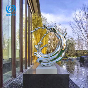 Escultura Abstracta de Onda en Acero Inoxidable para Jardín, Estilo Europeo y Americano, 1300*400*1650mm, Decoración Artística - Product Image 1
