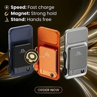 Batterie externe ultra-fine en alliage d'aluminium avec support magnétique, écran LCD, charge rapide 20W, 5000mAh, portable, vente en gros
