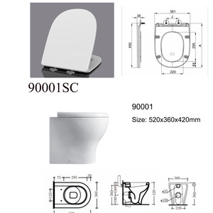 WC monobloc sur pied pour salle de bain, toilettes traditionnelles à chasse d'eau par jets, WC rond pour hôtel, sanitaires en céramique - Product Image 6