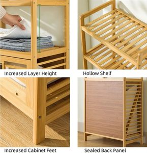 Bathroom <strong>Cabinet</strong> Floor Standing Storage <strong>Cabinet</strong> With Shutter Door,<strong>Bamboo</strong> <strong>Cabinet</strong> for <strong>Kitchen</strong>,Living Room,Bathroom - Product Image 2