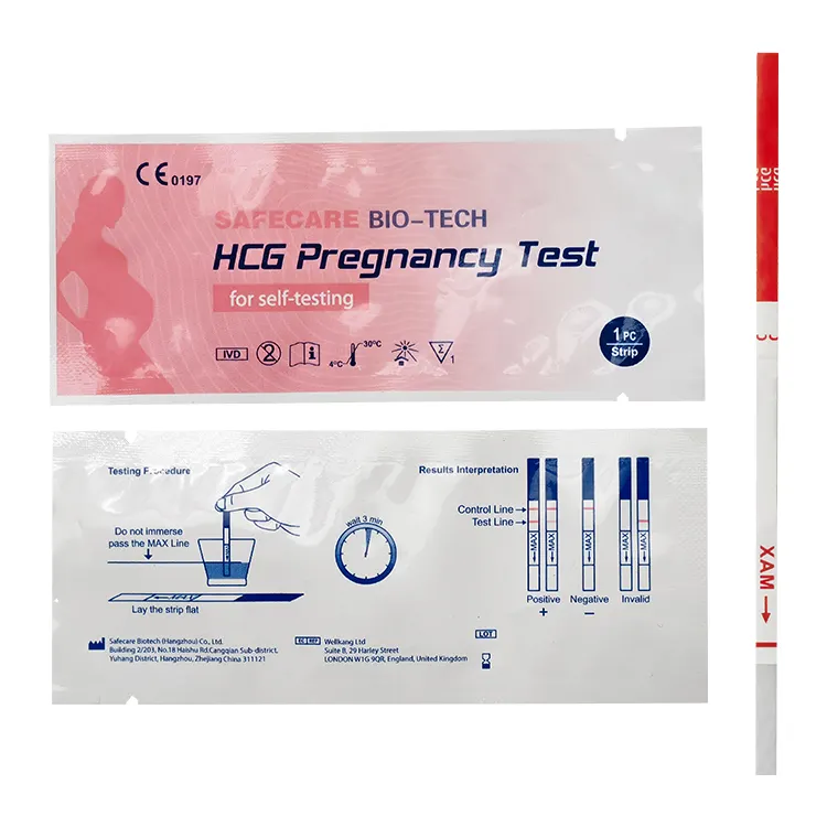 ปัสสาวะอย่างรวดเร็วขั้นตอนเดียวที่บ้านใช้ HCG แถบทดสอบการตั้งครรภ์กับ CE