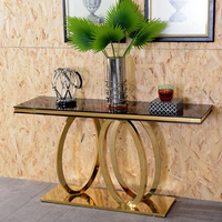 Table console de salon décorative de luxe pour long couloir miroir de couloir doré marbre verre doré cadre en métal