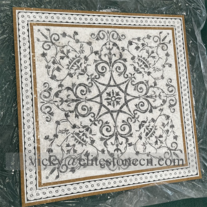 Jet Marble Inlay Border Design Eingang Marmor Bodenfliesen Muster Mosaik Wasserstrahl Medaillons Bodenbelag für Lobby - Product Image 1