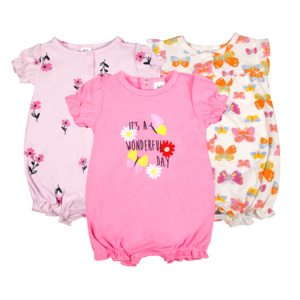 Vêtements <span class=keywords><strong>pour</strong></span> bébé garçon 6-<span class=keywords><strong>12</strong></span> <span class=keywords><strong>mois</strong></span> Ensemble <span class=keywords><strong>de</strong></span> 3 pièces Combinaison à manches courtes <span class=keywords><strong>pour</strong></span> filles Coton imprimé Design mignon d'été Fermeture à boutons - Product Image 1