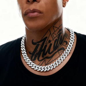 9Mm full rhinestone minimalist <b>Cuban</b> <b>chain</b>, rhombus personalized hip-hop fashion necklace, light luxury jewelry men - Product Image 1