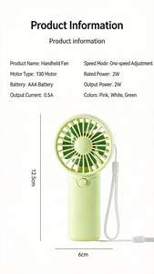 Ventilador de Mano Personal Portátil al por Mayor, Funciona con Batería, Regalo de Verano para Viajes al Aire Libre en Auto o RV, Pequeño Ventilador de Mano de Plástico - Product Image 6