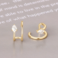 Boucles d'oreilles créoles clipsables en argent 925, étanches, avec moissanite taille poire 3*4mm 0.3ct, bijoux de mode GRA pour femmes