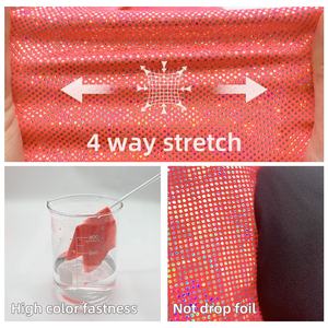 No MOQ brillante reflectante Mystique Dots metálico Foggy Foil elástico Nylon Spandex tela trajes de baño ropa de playa patinaje telas - Product Image 2