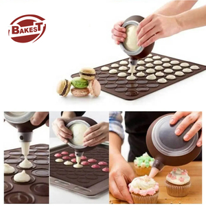 Bakest Màu Nâu Lớn/Nhỏ Vòng Silicone Macaroon Baking Mat Macaroon Kit Baking Tấm Silicone - Product Image 2