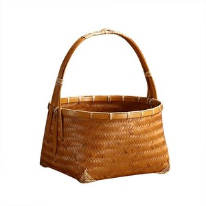 Hand Woven <b>Bamboo</b> <b>Basket</b> Rectangle With Lid Small Portable Storage For Outings Spring Autumn Use - Product Image 5