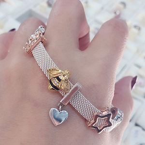 <span class=keywords><strong>Bracelet</strong></span> à breloques en argent 925 avec fermoir en forme de cœur de la série Reflexions, style cubain avec zircon, pour la création de bijoux féminins, idéal comme cadeau - Product Image 2