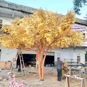 Uzun ömürlü 2m dekoratif Goden Banyan ağacı yapay yeşil büyük fiberglas ağacı açık kapalı dekor için