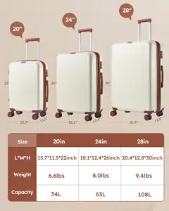 The New 3-piece Luggage Set Is Extensible TSA Lock Hard Shell Travel Case Factory Wholesale Large Capacity Luggage