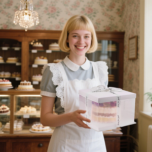 Custom Logo Luxury Square <strong>Transparent</strong> Cake <strong>Box</strong> Packaging High Plastic 12 14 Inch Double Layer Display Wedding Birthday Party - Product Image 6