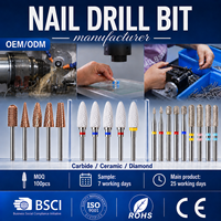 Brocas de Carburo para Uñas con Recubrimiento Negro, Venta al por Mayor, Brocas Eléctricas para Uñas de 3/32'', Juego de Brocas de Carburo de Alta Calidad a Prueba de Polvo