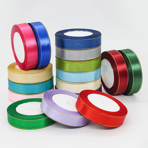 Beihai Satin Ribbon 2Cm Gold Edged Wedding Gift Wrapping Ribbons For Clothing Decor - Product Image 4