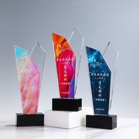 Trophée en cristal gravé personnalisé avec logo, qualité K9, bloc de cristal, cube, impression couleur, souvenirs, récompenses, événements uniques, décoration de la maison