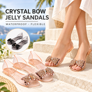 Women Clear Jelly Shoes Sparkling Bow Open Toe Flat <b>Sandals</b> - Product Image 3