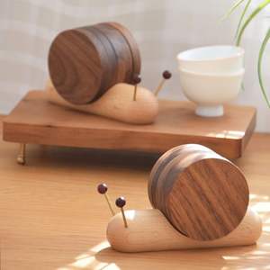 Posavasos de madera maciza de nogal negro con diseño de caracol, tapete aislante para ceremonia del té, regalo creativo y cultural. - Product Image 3