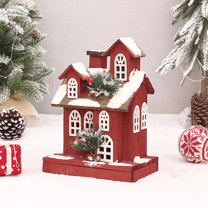 Christmas New Product Wooden <b>Red</b> <b>Little</b> House Decorations Snow Scene Ornaments Outdoor Use - Product Image 3