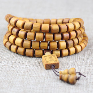 Cuentas de oración budistas Cliff Cypress, 108 cuentas, forma de barril de 8 mm, joyería unisex para ceremonias religiosas - Product Image 1