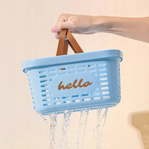 <b>Portable</b> Plastic Style Rectangular <b>Shower</b> Basket for Bathroom Drainable Storage Hollow-Out Organizer for Toiletries - Product Image 3