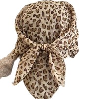 Foulard carré léopard printemps 66cm en polyester style rétro européen et américain, chic et tendance, pour hip-hop, danse de rue, turban ou cravate