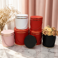 AM-GPA80 Ammy Boîte Cadeau Ronde Cylindrique 3-en-1 de Luxe Couleur Unie, Boîte Vide en Papier avec Bord Doré pour la Saint-Valentin