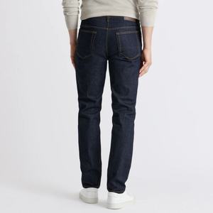 Jean slim homme en denim selvedge vintage bleu foncé non lavé, nouvelle mode populaire - Product Image 3